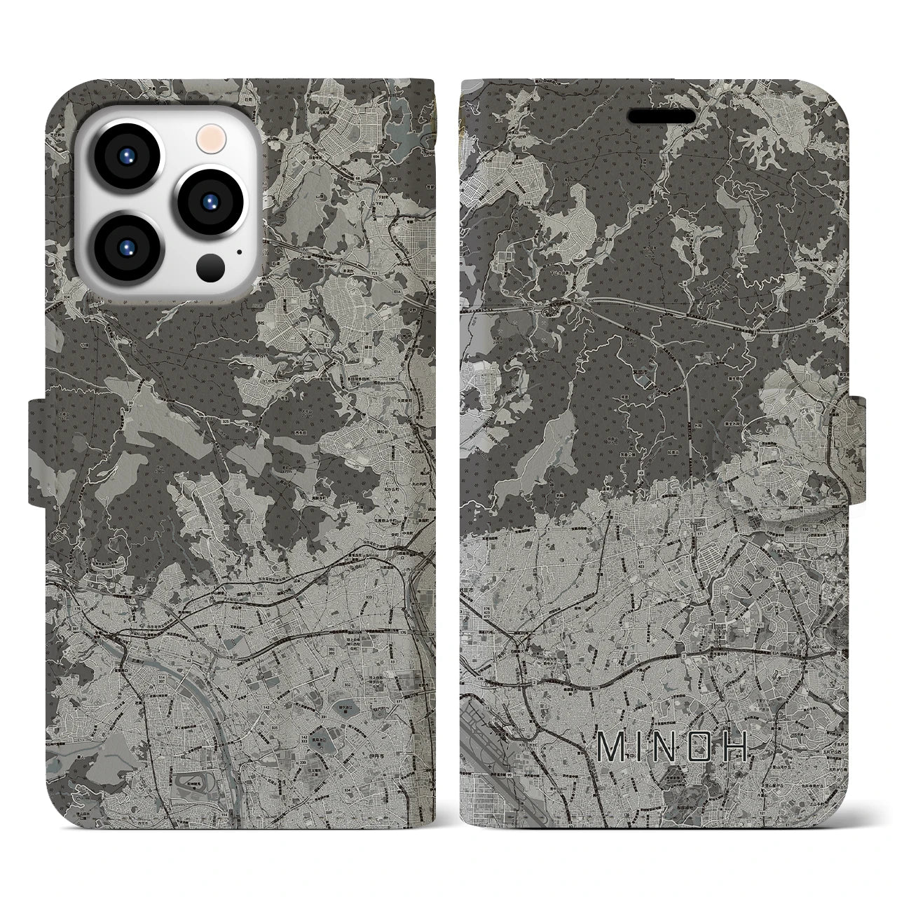 【箕面(大阪府)】地図柄iPhoneケース(手帳タイプ)