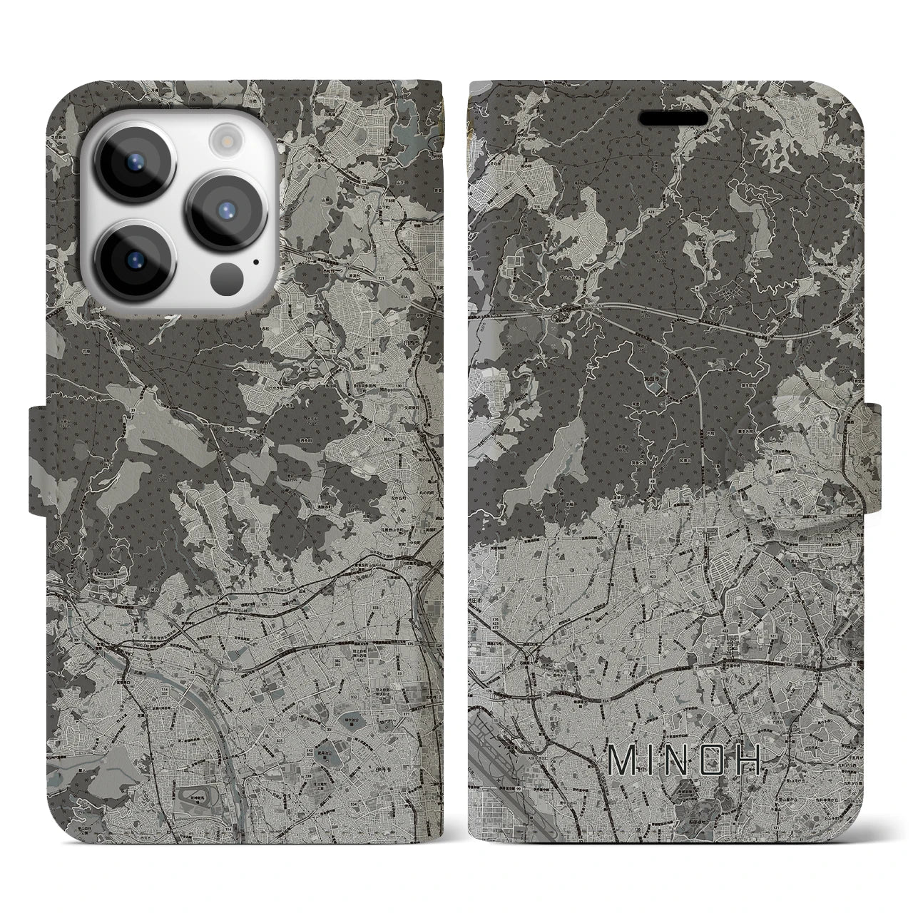 【箕面(大阪府)】地図柄iPhoneケース(手帳タイプ)