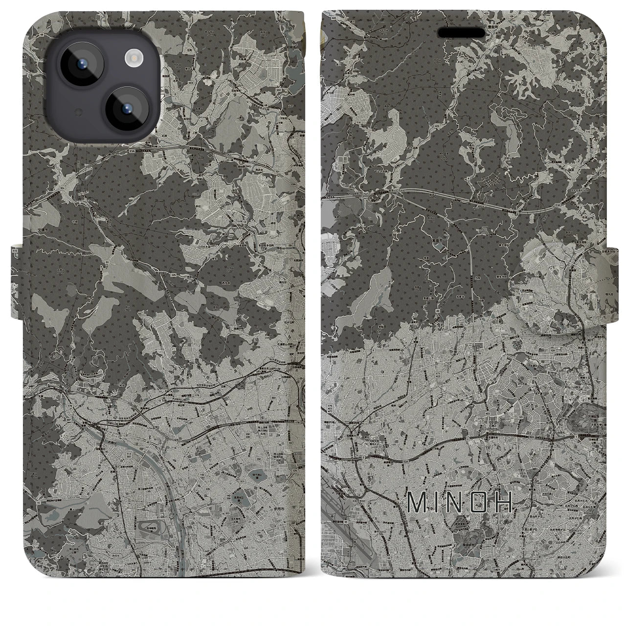 【箕面(大阪府)】地図柄iPhoneケース(手帳タイプ)