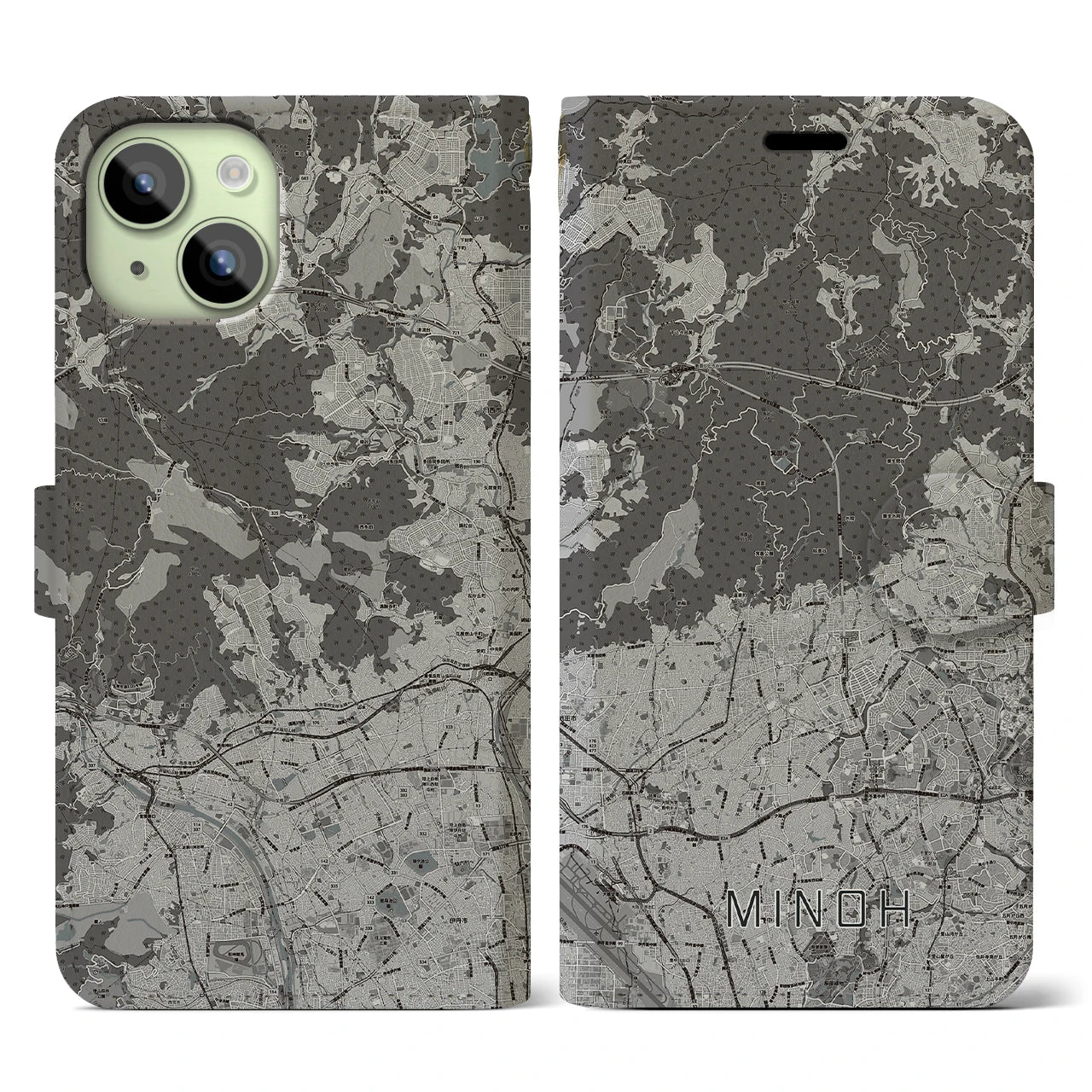 【箕面(大阪府)】地図柄iPhoneケース(手帳タイプ)