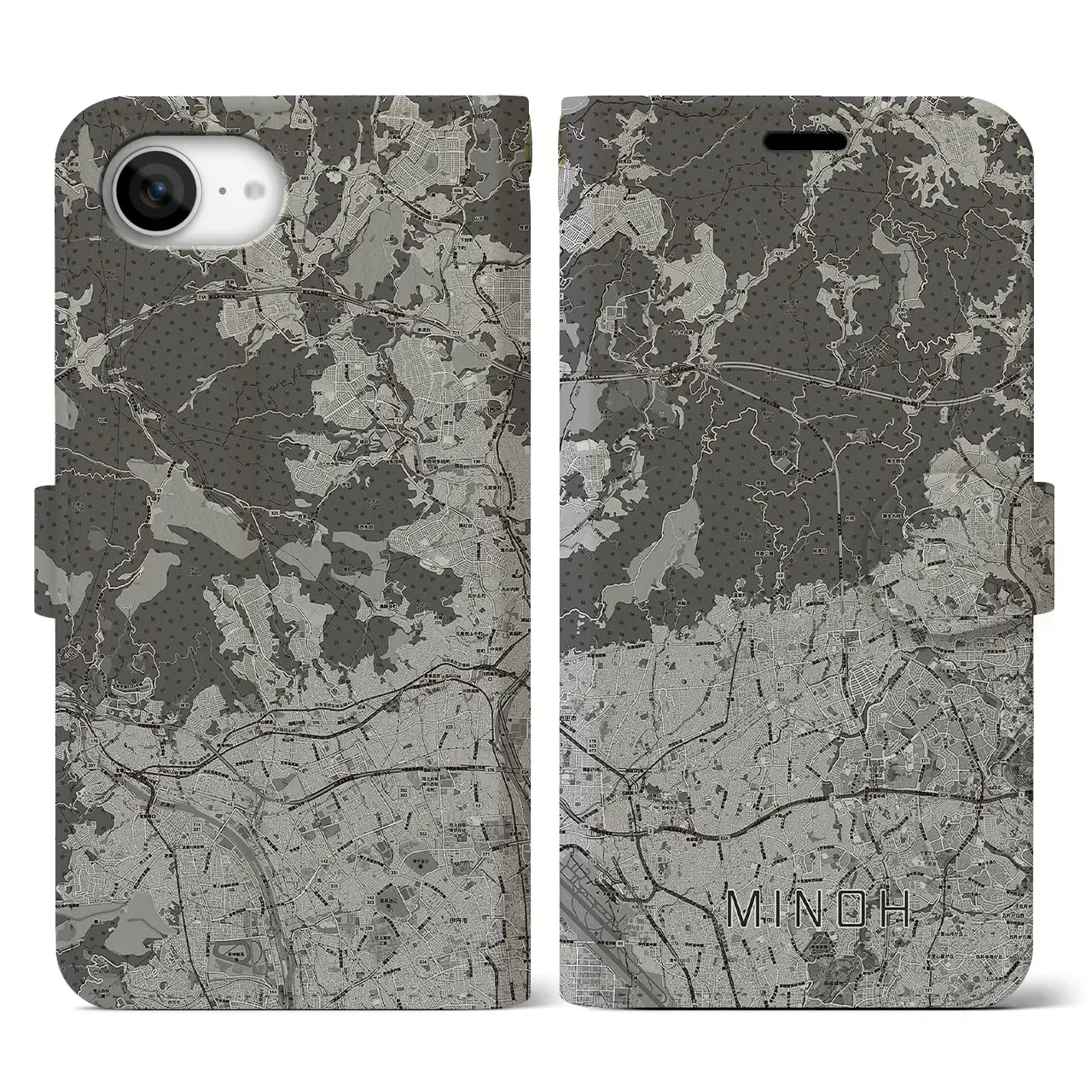 【箕面(大阪府)】地図柄iPhoneケース(手帳タイプ)