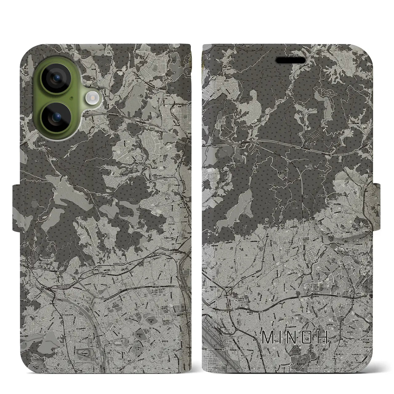 【箕面(大阪府)】地図柄iPhoneケース(手帳タイプ)