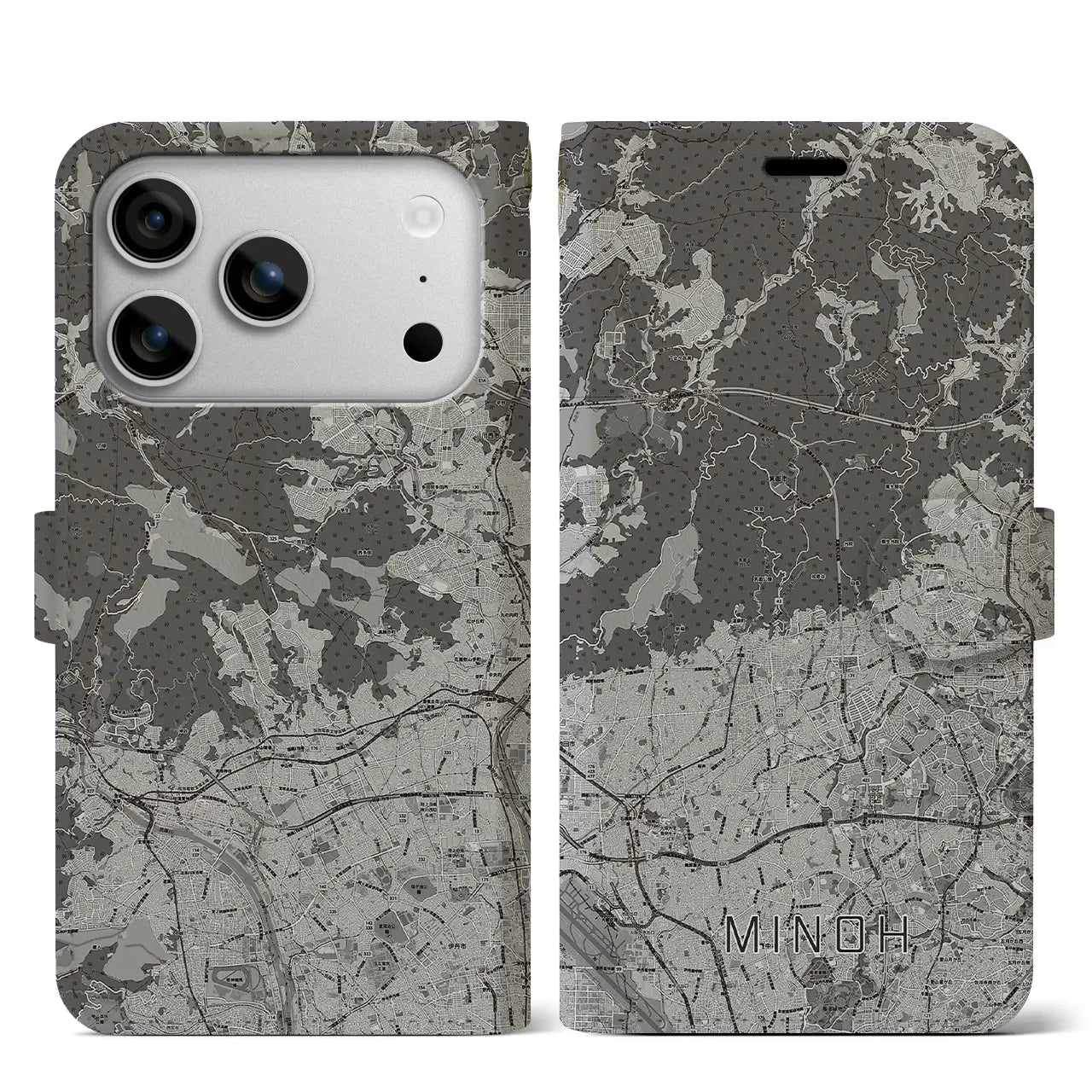 【箕面(大阪府)】地図柄iPhoneケース(手帳タイプ)