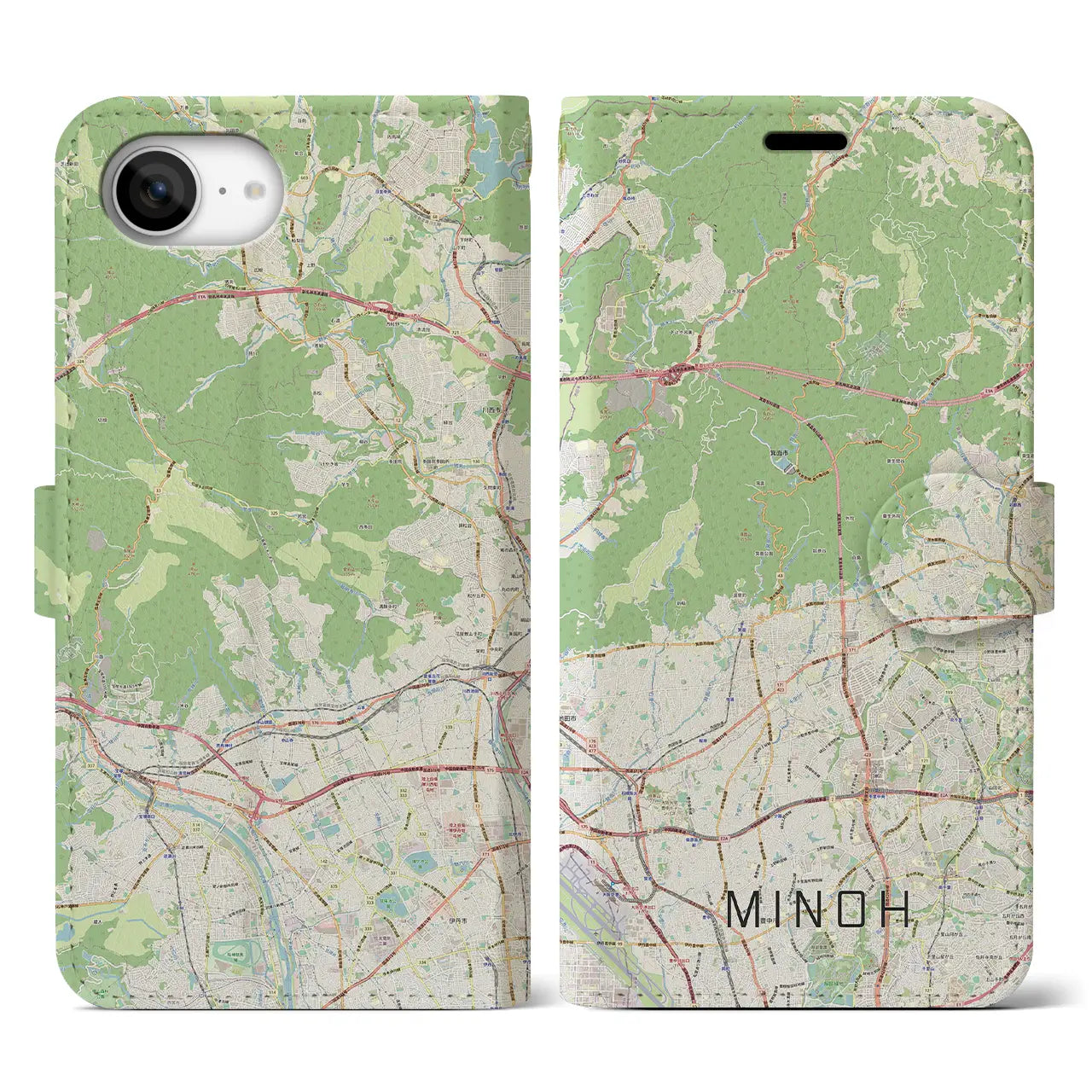 【箕面(大阪府)】地図柄iPhoneケース(手帳タイプ)