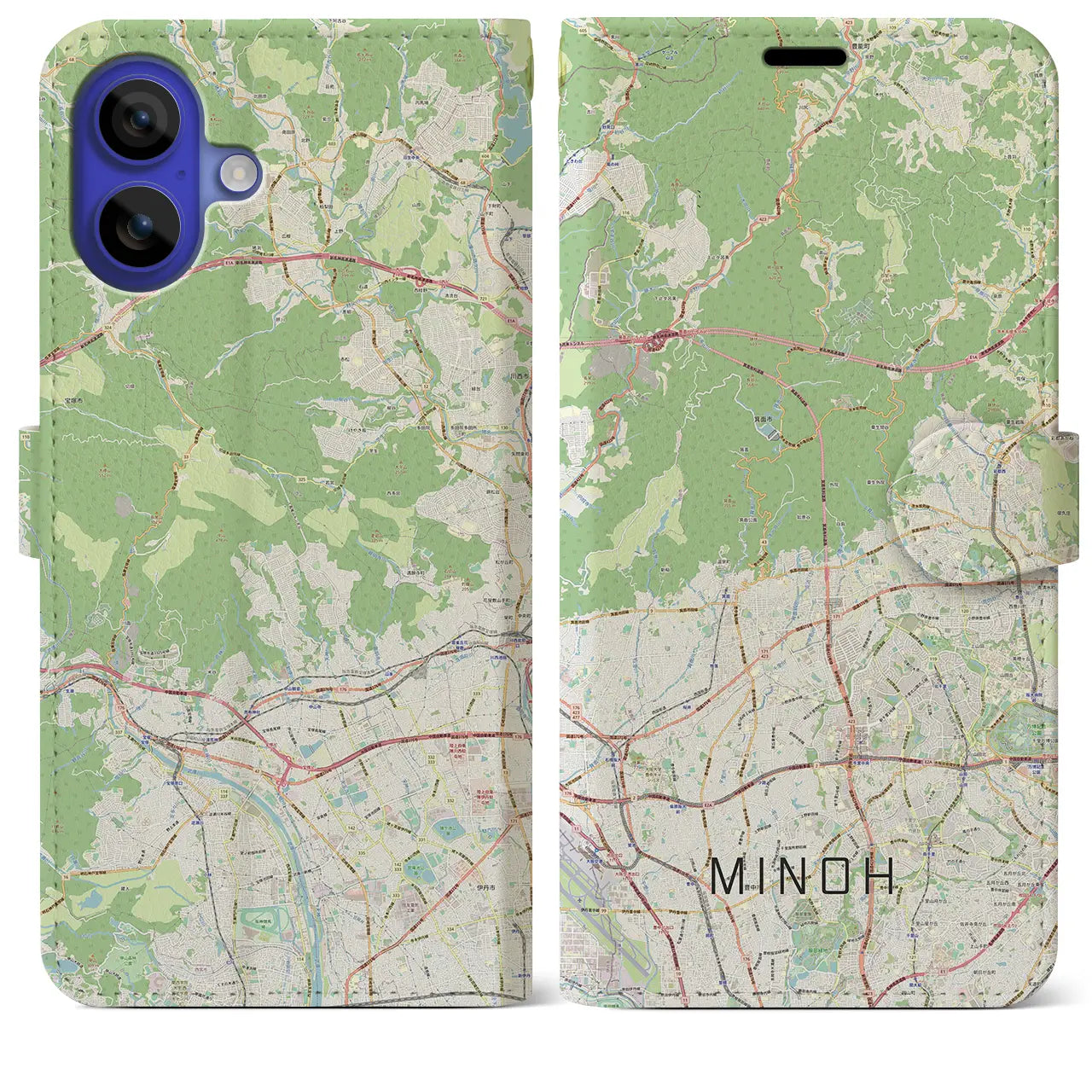 【箕面(大阪府)】地図柄iPhoneケース(手帳タイプ)
