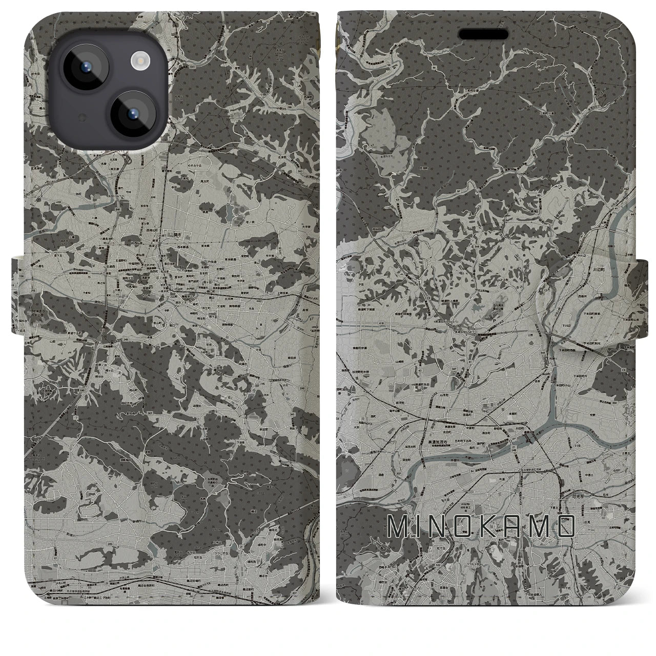 【美濃加茂(岐阜県)】地図柄iPhoneケース(手帳タイプ)