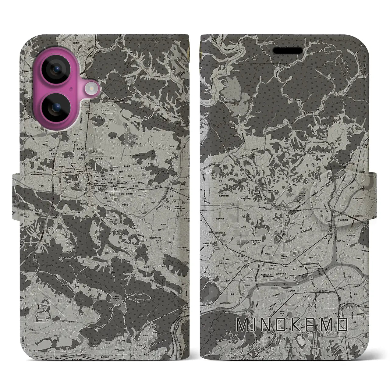 【美濃加茂(岐阜県)】地図柄iPhoneケース(手帳タイプ)