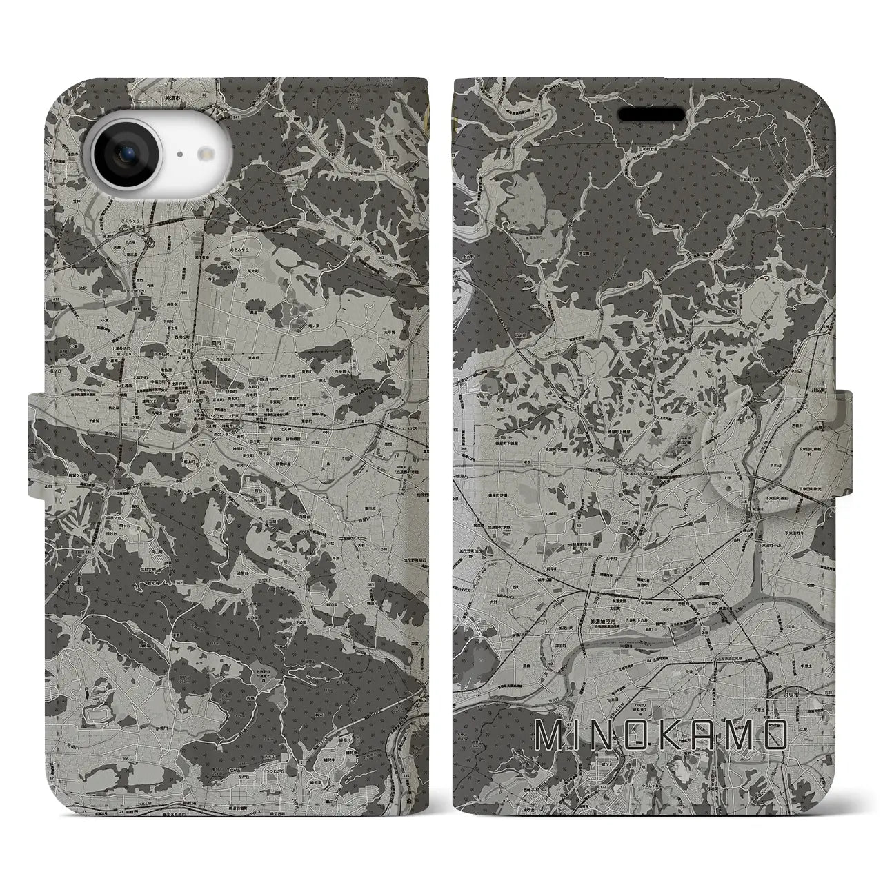 【美濃加茂(岐阜県)】地図柄iPhoneケース(手帳タイプ)