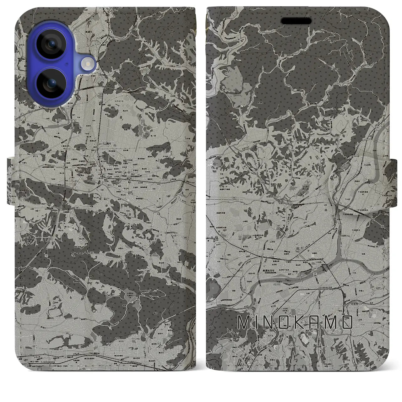 【美濃加茂(岐阜県)】地図柄iPhoneケース(手帳タイプ)