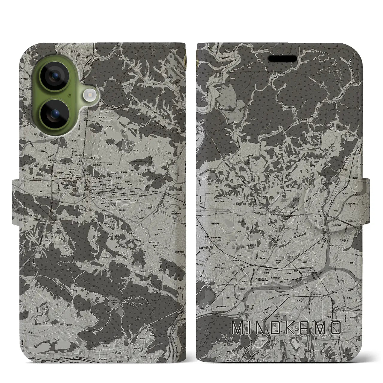 【美濃加茂(岐阜県)】地図柄iPhoneケース(手帳タイプ)