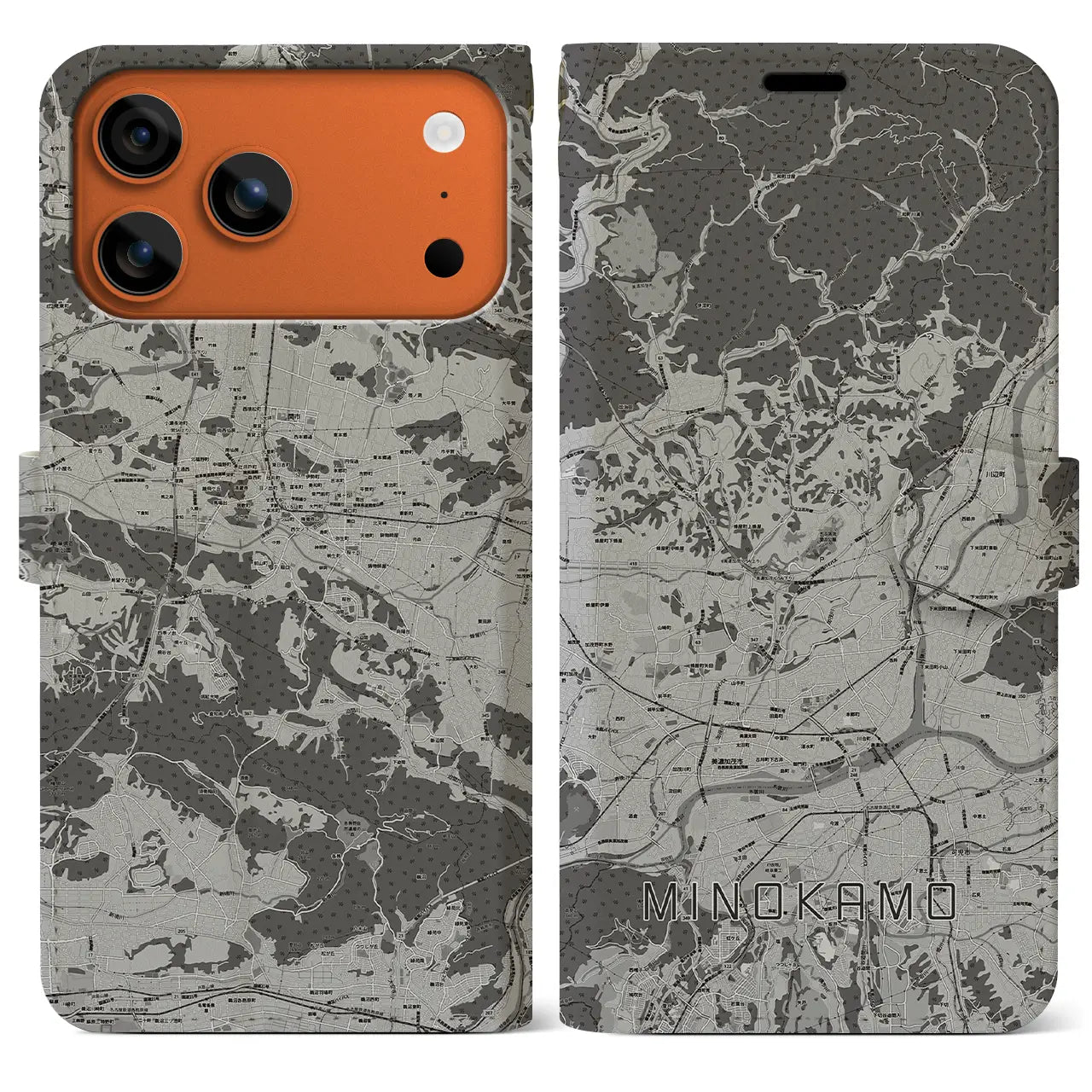 【美濃加茂(岐阜県)】地図柄iPhoneケース(手帳タイプ)