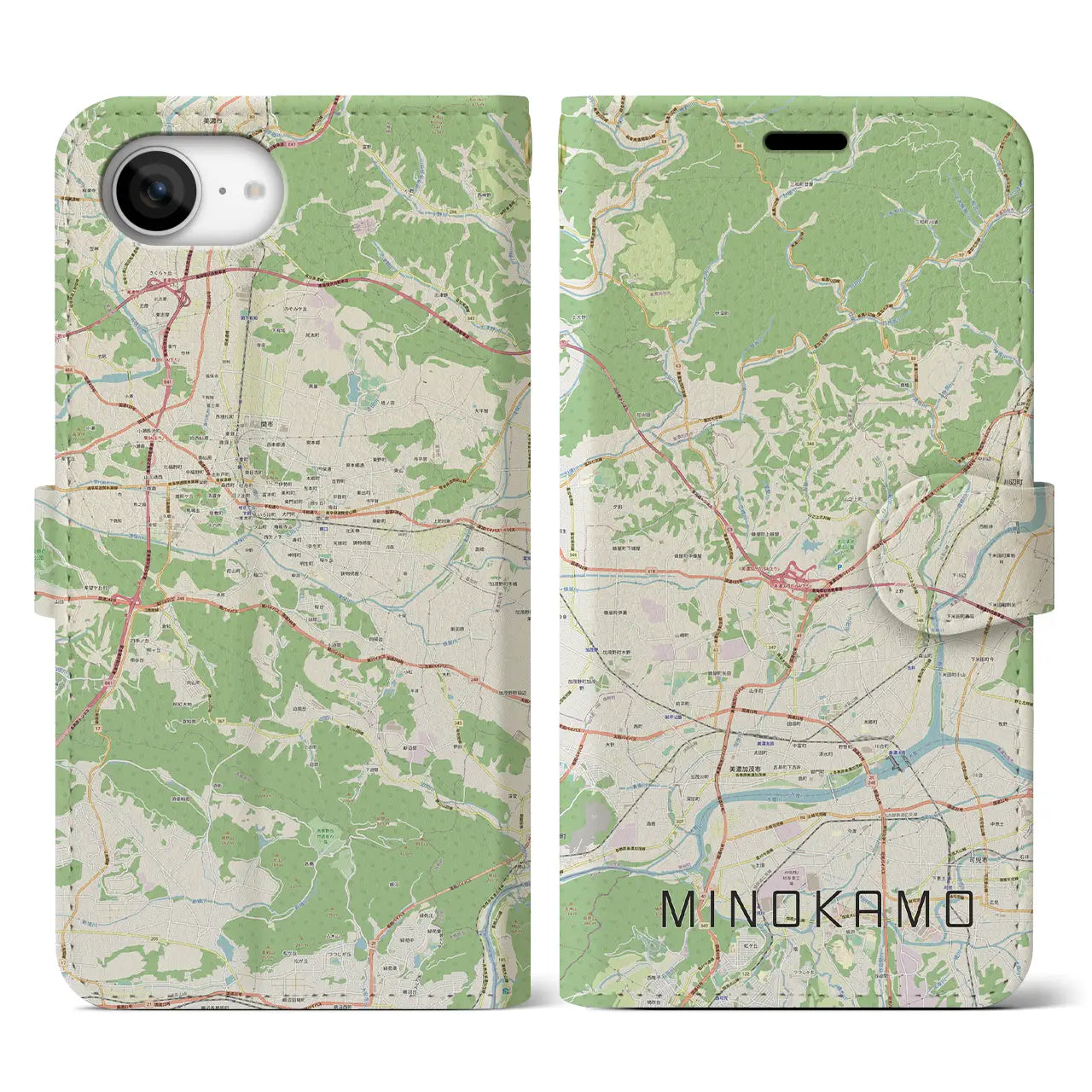 【美濃加茂(岐阜県)】地図柄iPhoneケース(手帳タイプ)