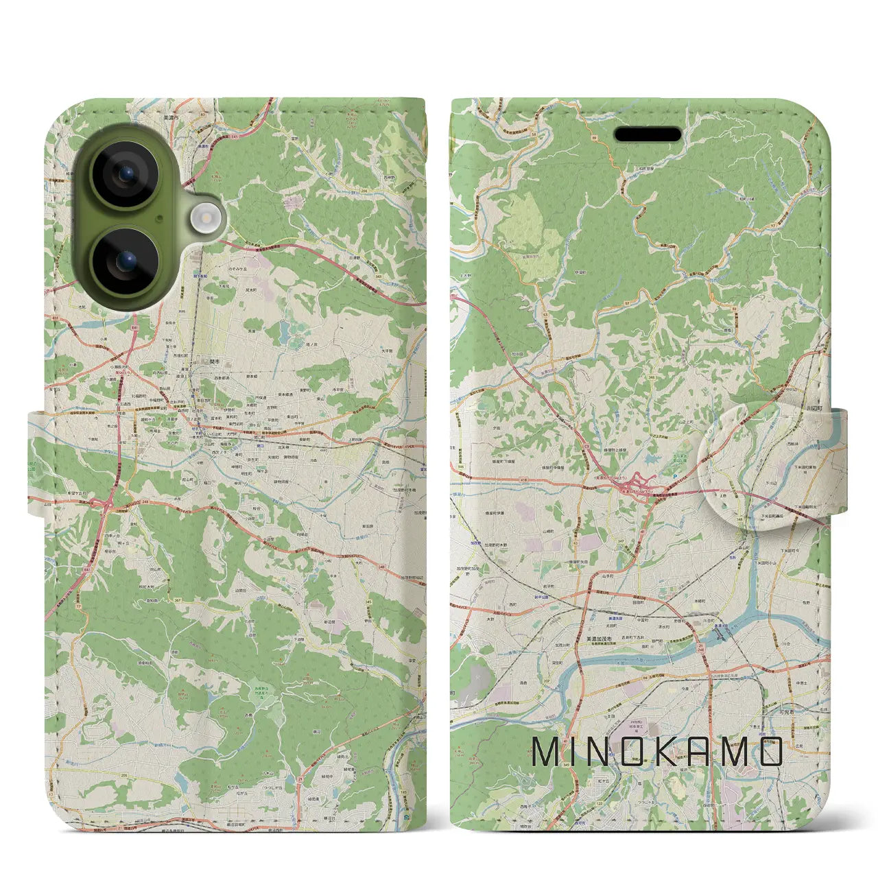 【美濃加茂(岐阜県)】地図柄iPhoneケース(手帳タイプ)