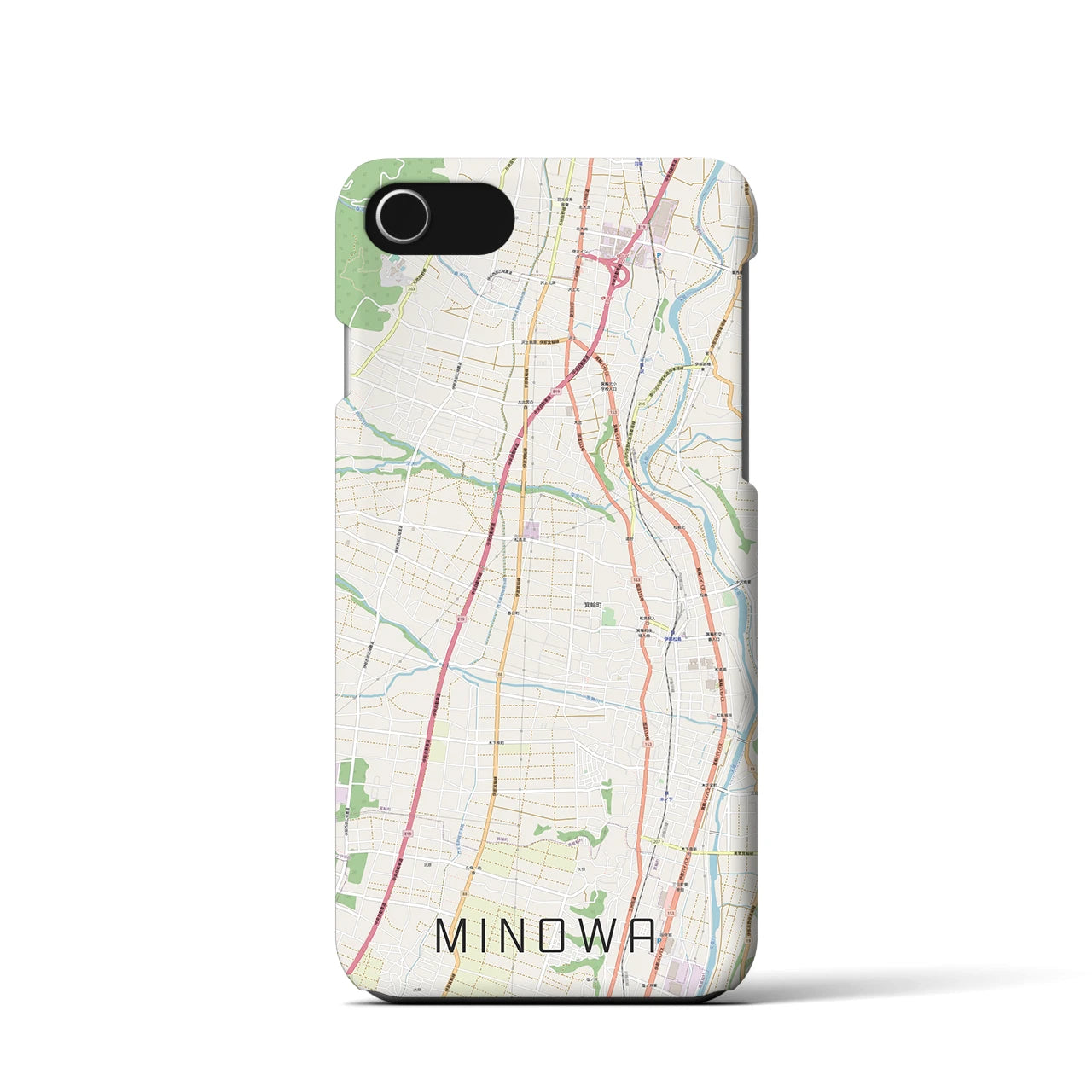 【箕輪(長野県)】地図柄iPhoneケース(バックカバータイプ)