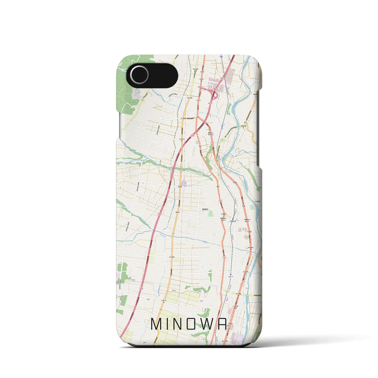 【箕輪(長野県)】地図柄iPhoneケース(バックカバータイプ)