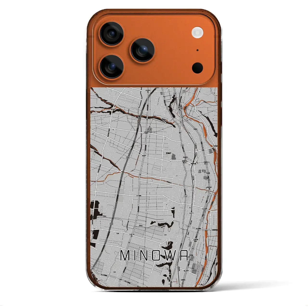 【箕輪(長野県)】地図柄iPhoneケース(クリアタイプ)モノトーン・iPhone 17 Pro Max 用