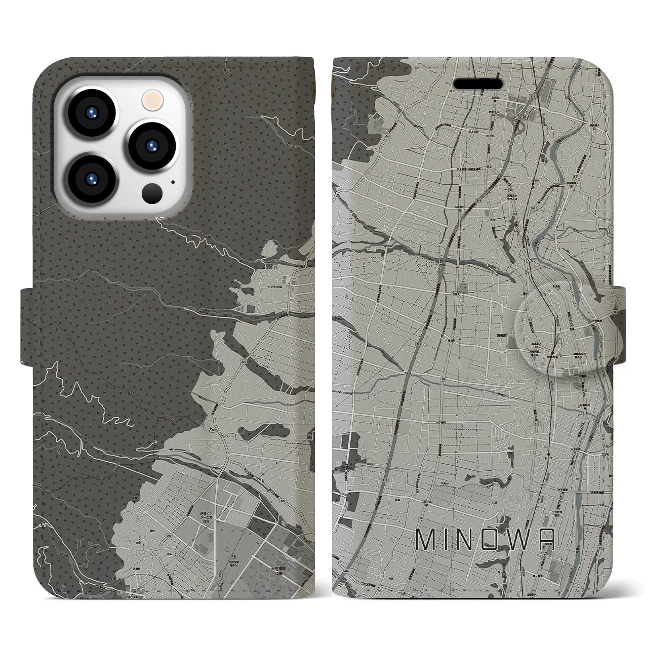【箕輪(長野県)】地図柄iPhoneケース(手帳タイプ)