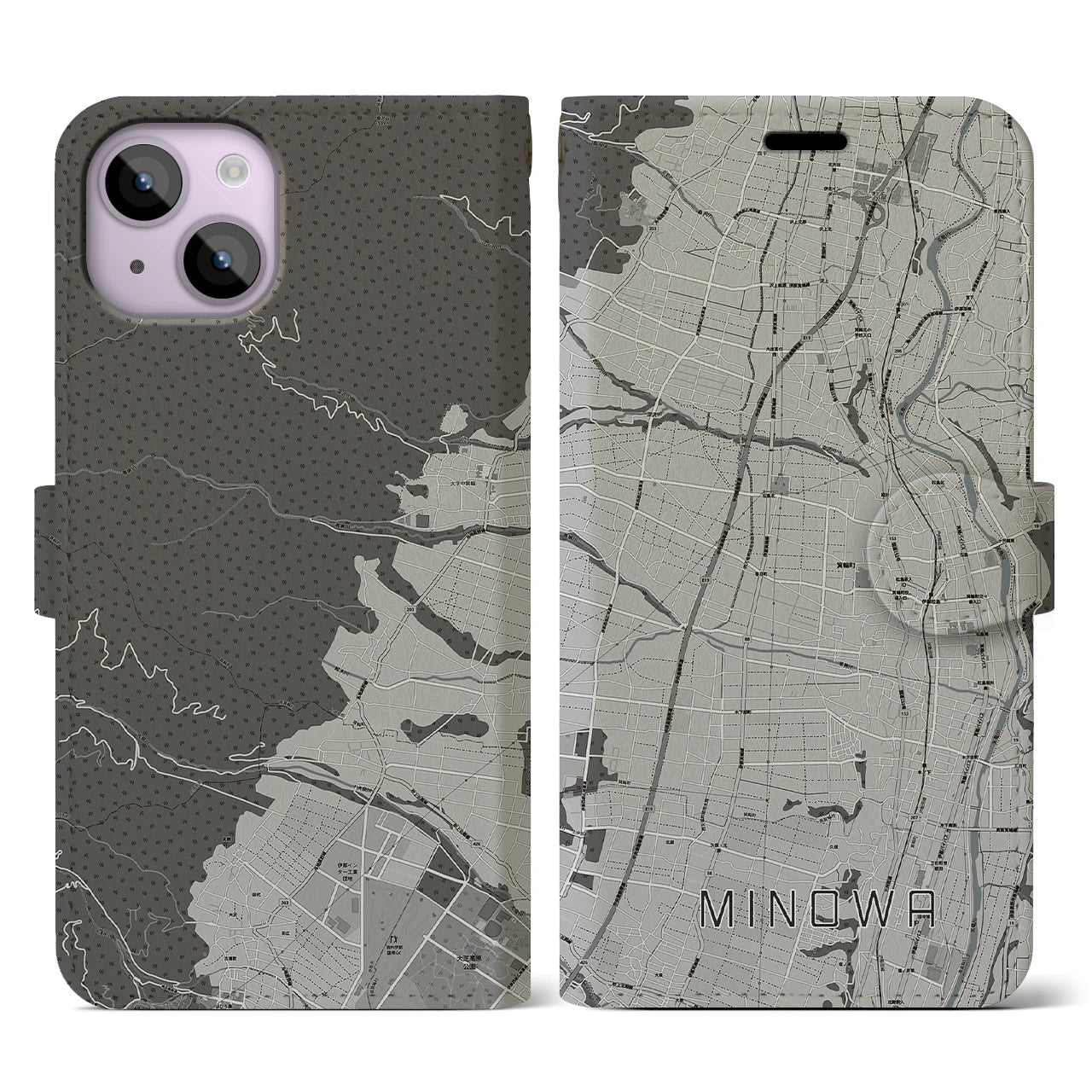 【箕輪(長野県)】地図柄iPhoneケース(手帳タイプ)