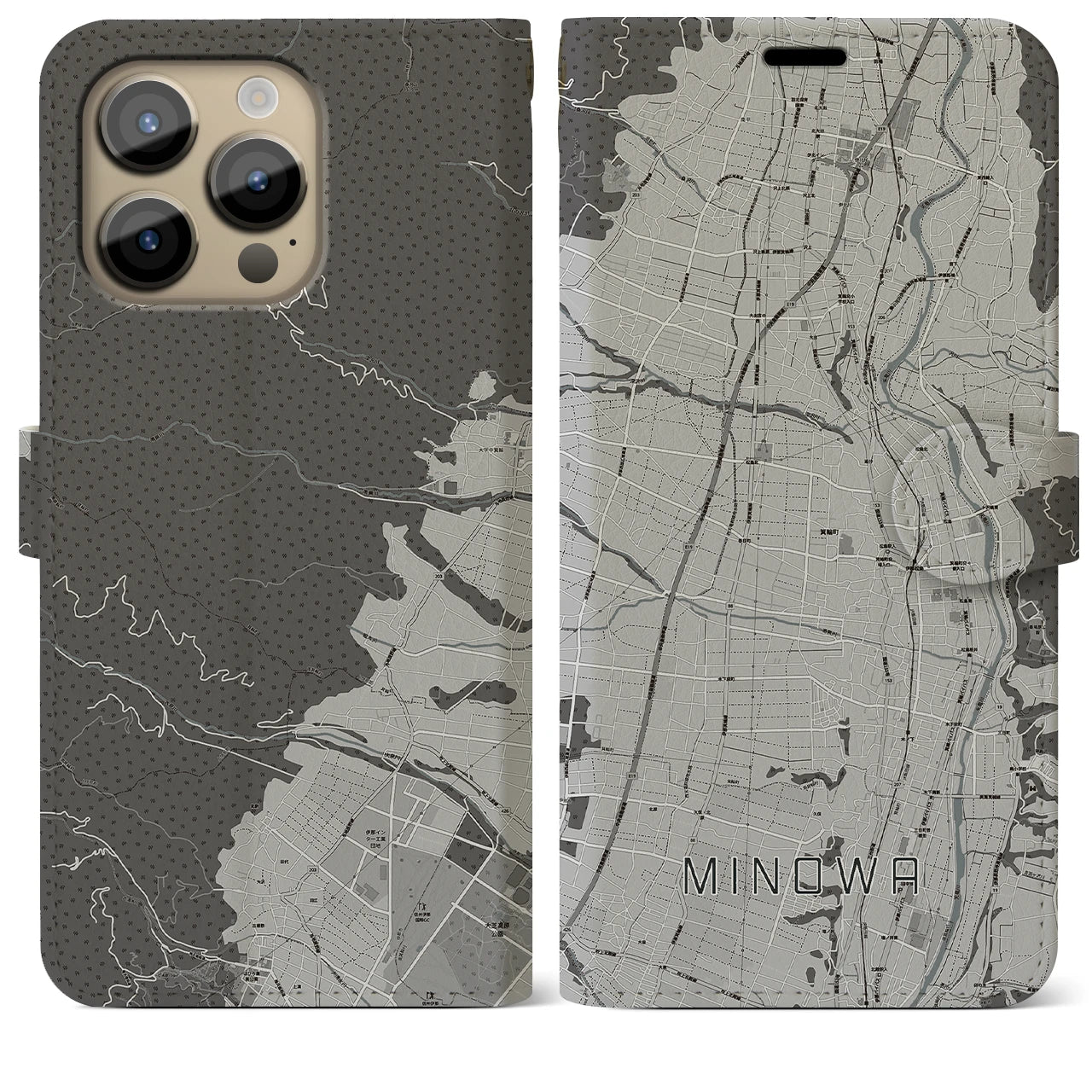 【箕輪(長野県)】地図柄iPhoneケース(手帳タイプ)