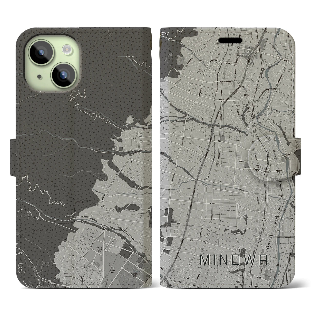 【箕輪(長野県)】地図柄iPhoneケース(手帳タイプ)