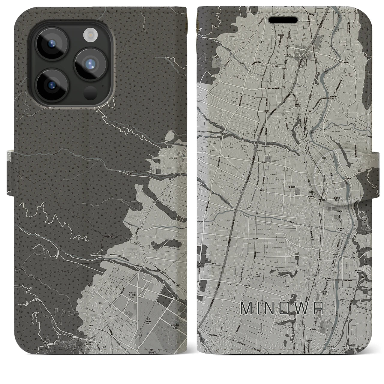 【箕輪(長野県)】地図柄iPhoneケース(手帳タイプ)