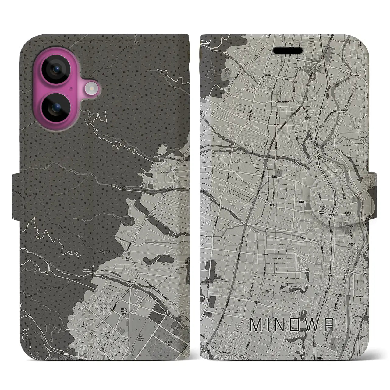 【箕輪(長野県)】地図柄iPhoneケース(手帳タイプ)