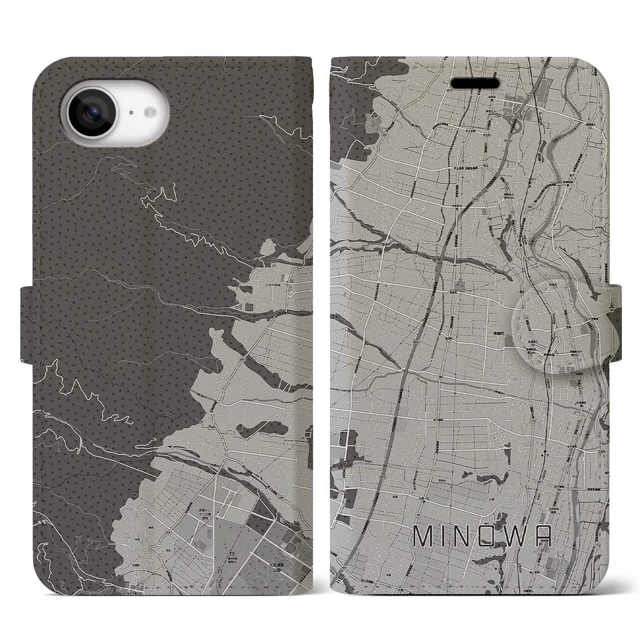 【箕輪(長野県)】地図柄iPhoneケース(手帳タイプ)
