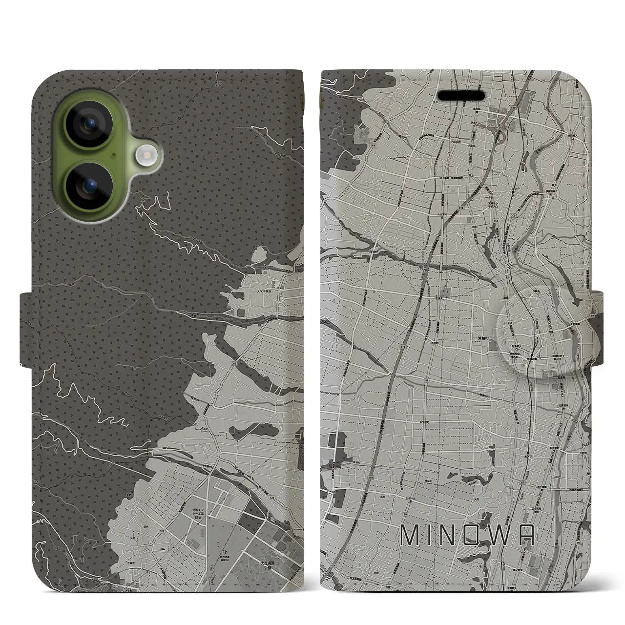 【箕輪(長野県)】地図柄iPhoneケース(手帳タイプ)