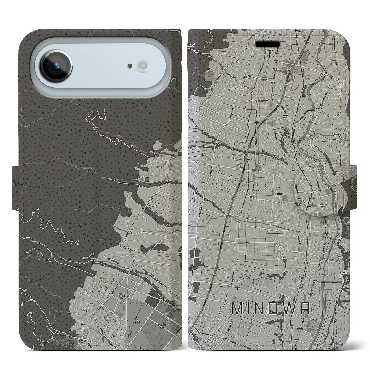 【箕輪(長野県)】地図柄iPhoneケース(手帳タイプ)