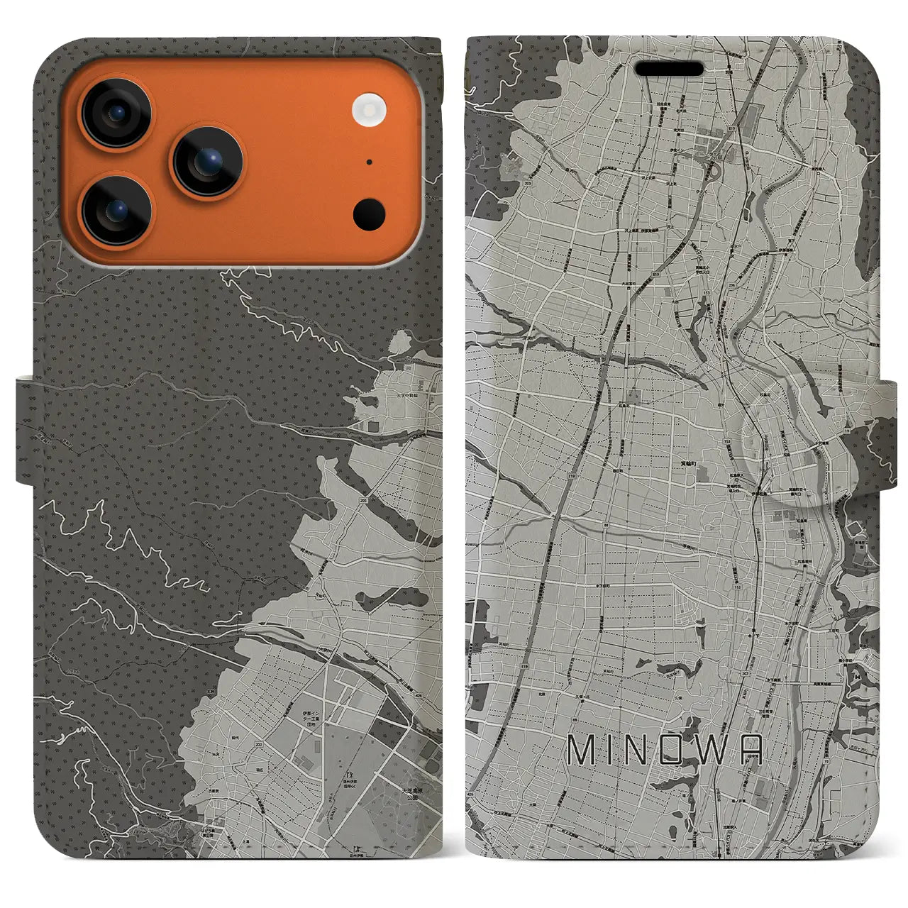 【箕輪(長野県)】地図柄iPhoneケース(手帳タイプ)