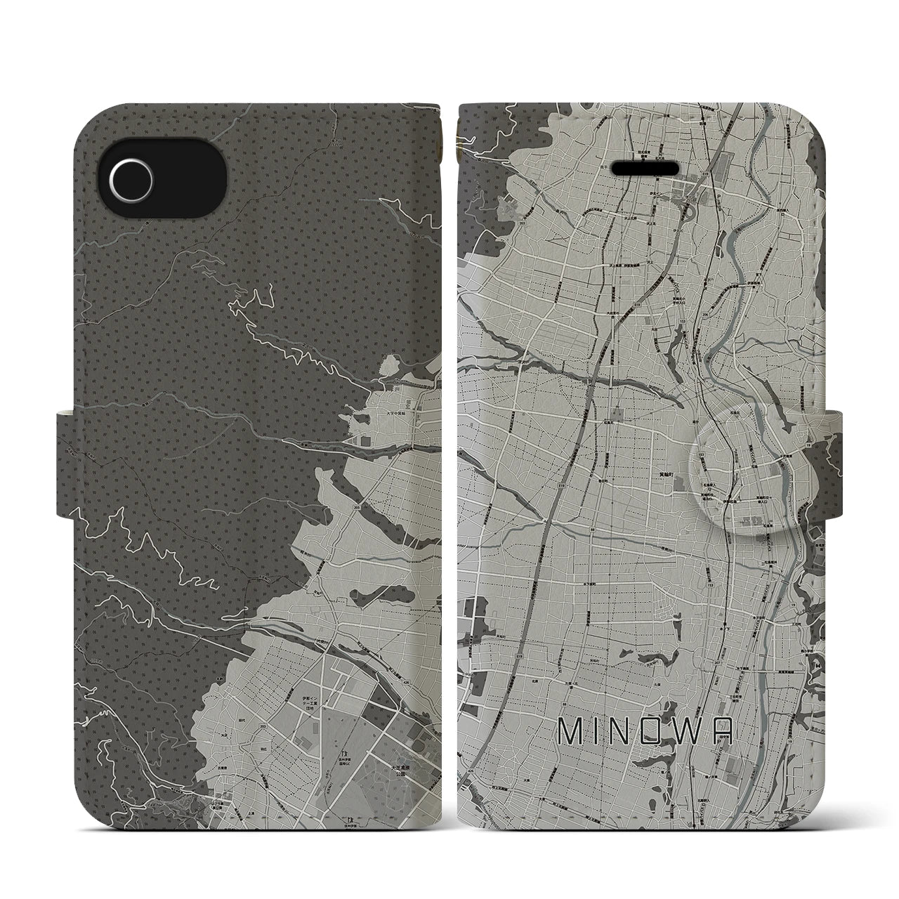 【箕輪(長野県)】地図柄iPhoneケース(手帳タイプ)