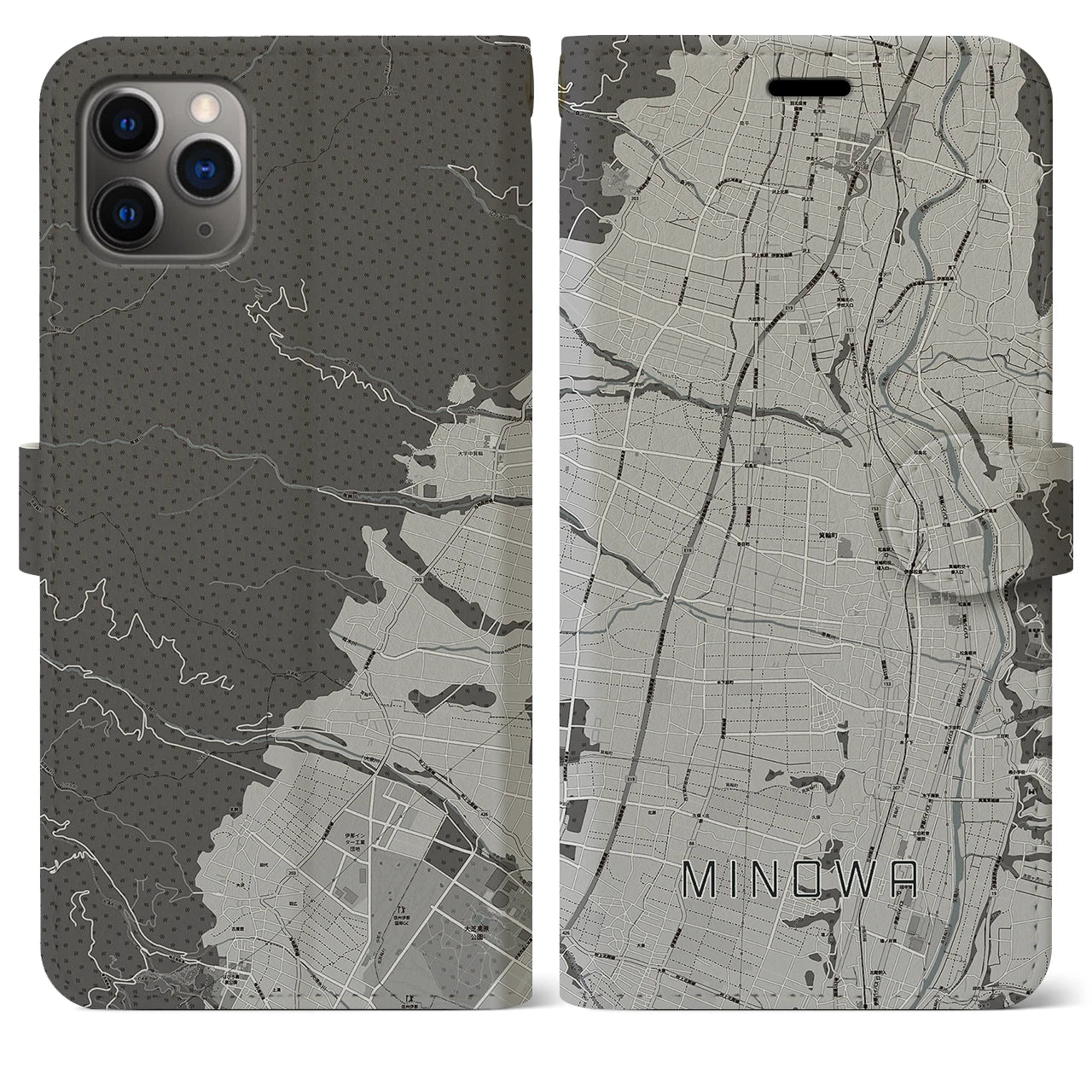 【箕輪(長野県)】地図柄iPhoneケース(手帳タイプ)