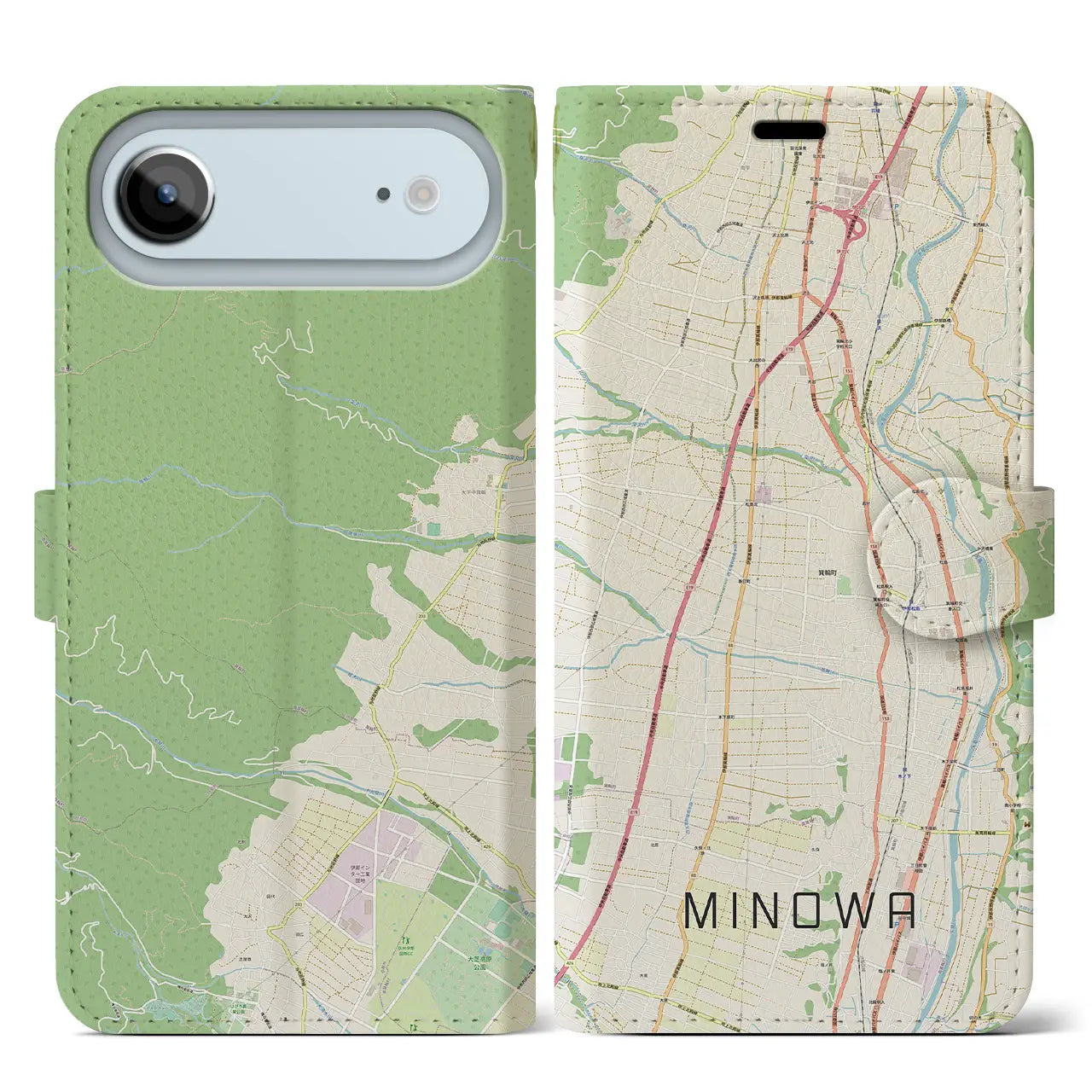 【箕輪(長野県)】地図柄iPhoneケース(手帳タイプ)