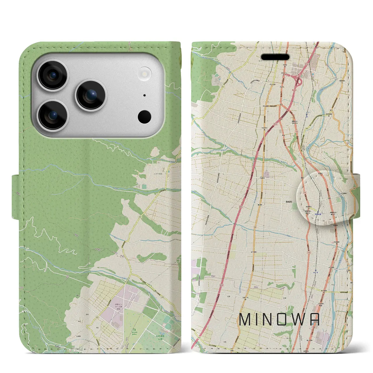 【箕輪(長野県)】地図柄iPhoneケース(手帳タイプ)