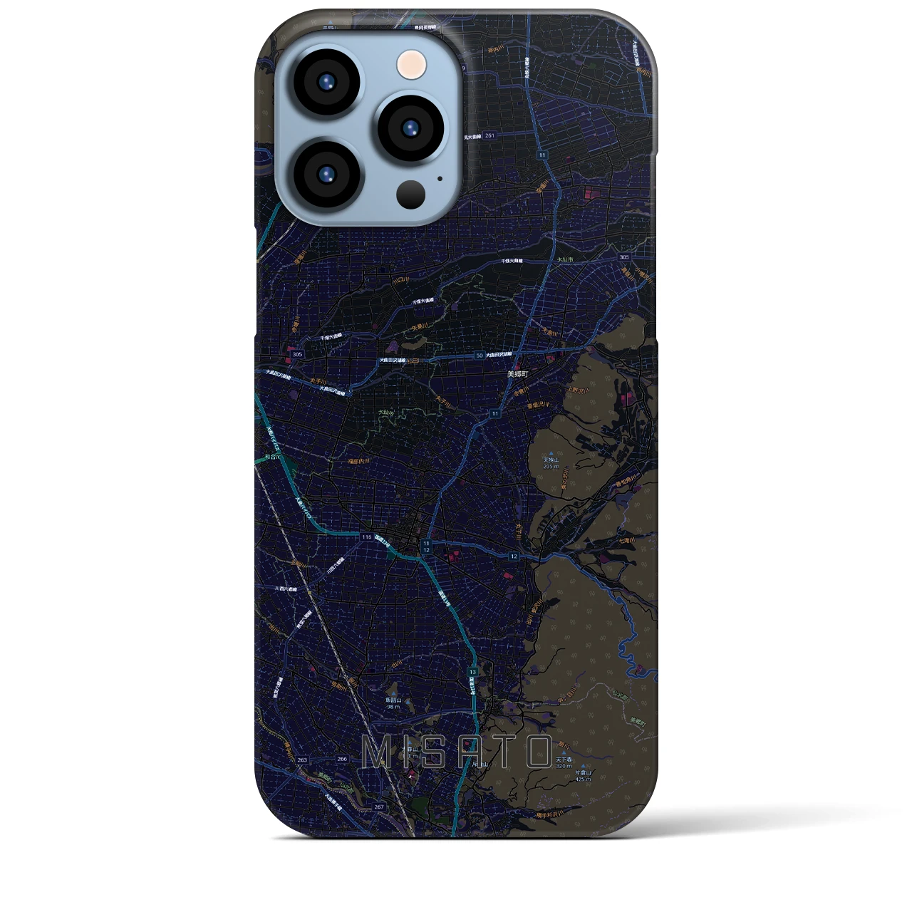 【美郷(秋田県)】地図柄iPhoneケース(バックカバータイプ)