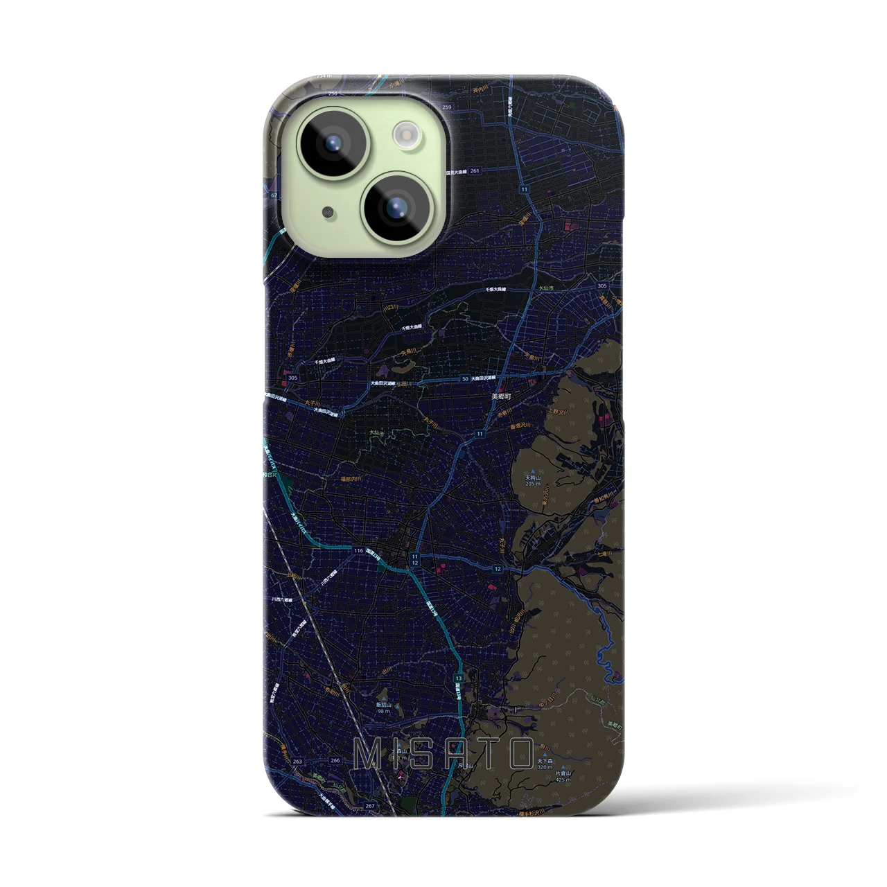 【美郷(秋田県)】地図柄iPhoneケース(バックカバータイプ)
