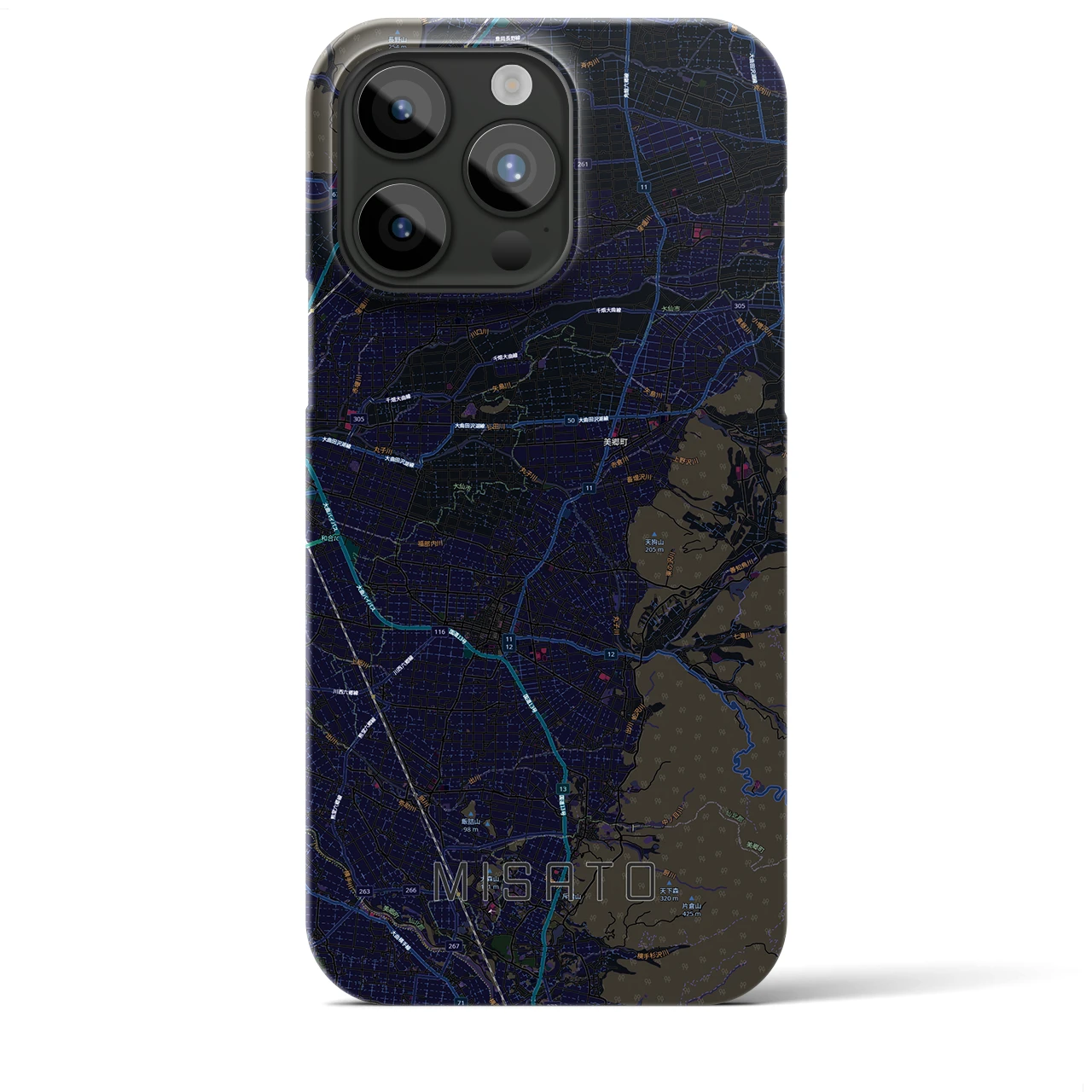 【美郷(秋田県)】地図柄iPhoneケース(バックカバータイプ)