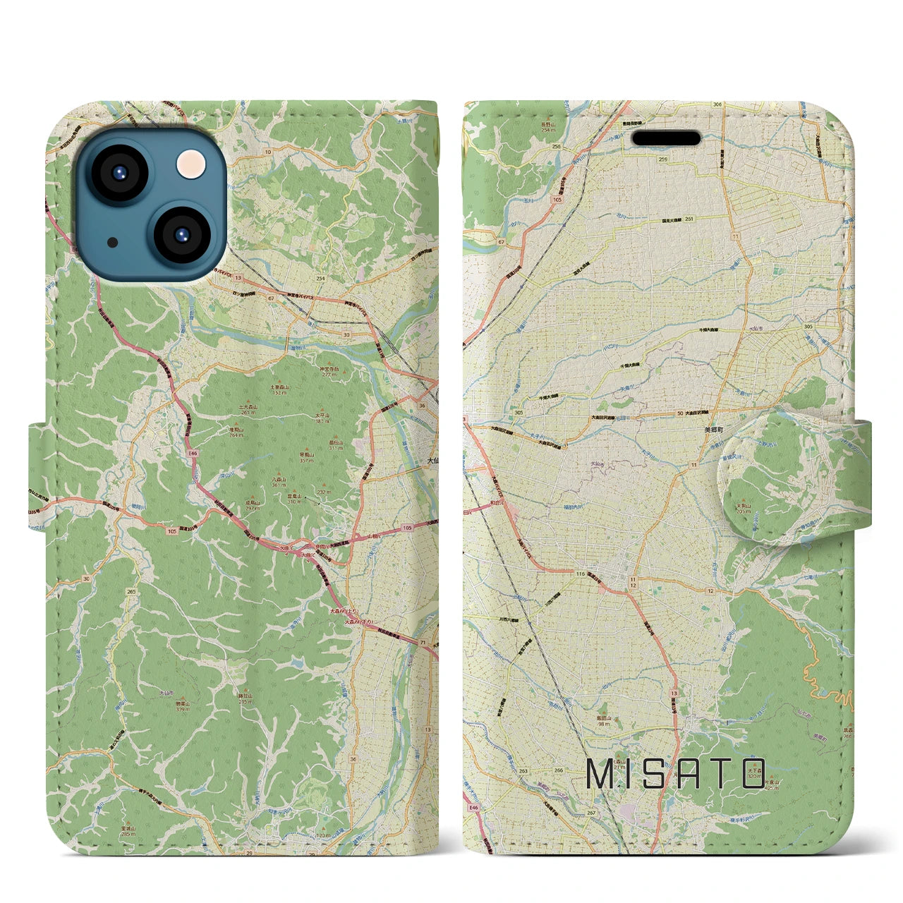 【美郷(秋田県)】地図柄iPhoneケース(手帳タイプ)