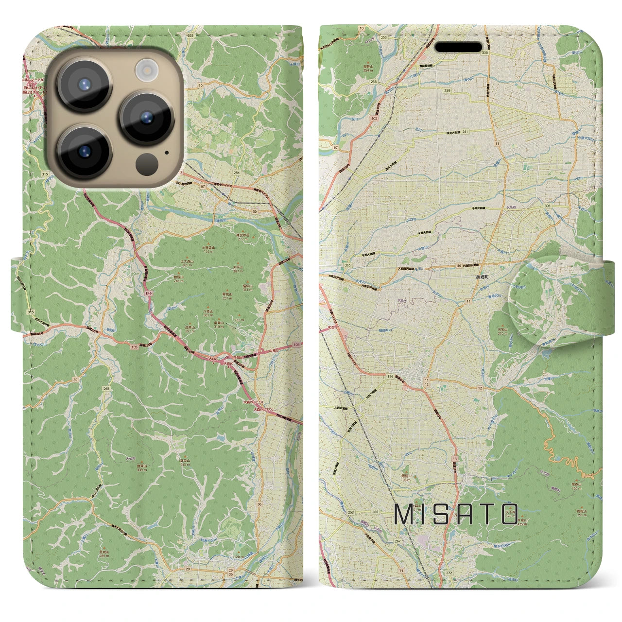 【美郷(秋田県)】地図柄iPhoneケース(手帳タイプ)