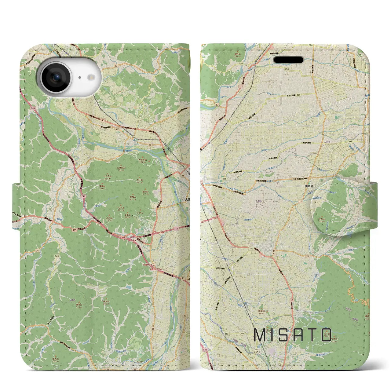 【美郷(秋田県)】地図柄iPhoneケース(手帳タイプ)