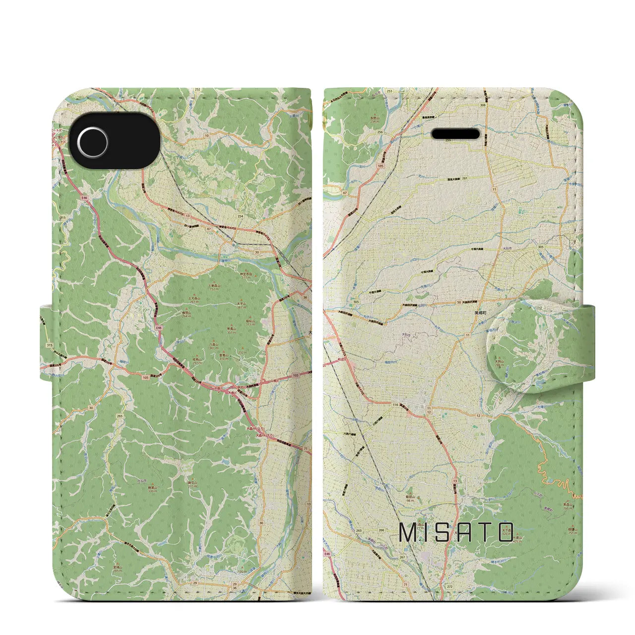 【美郷(秋田県)】地図柄iPhoneケース(手帳タイプ)
