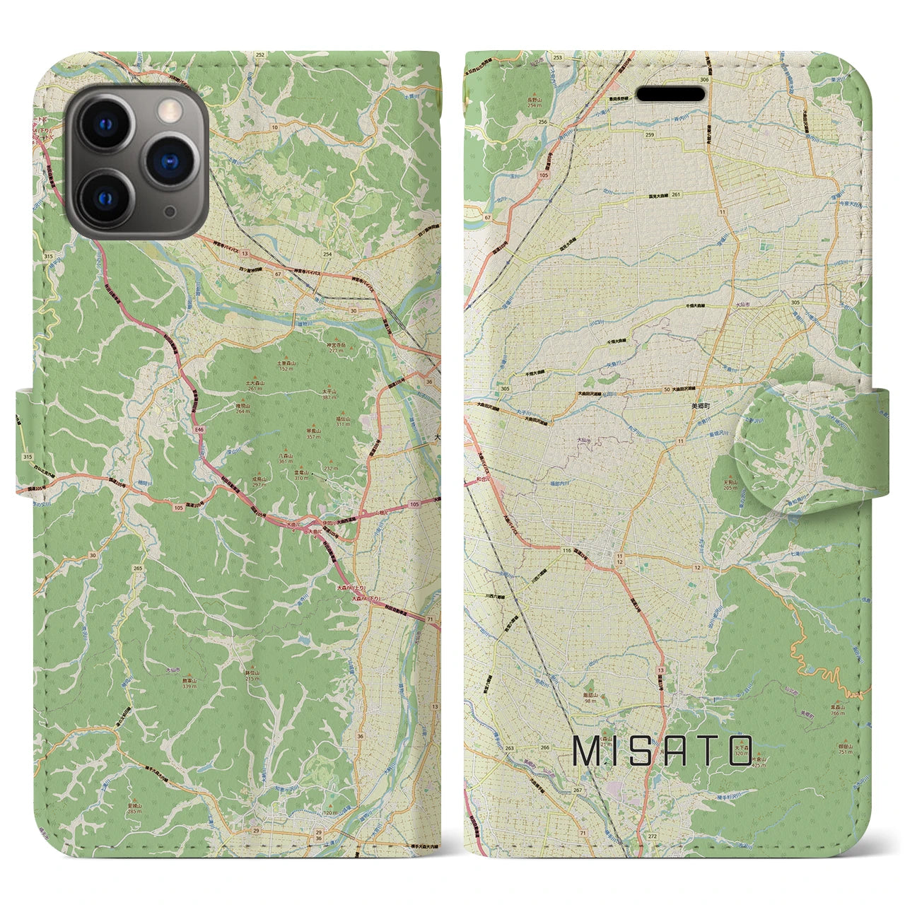 【美郷(秋田県)】地図柄iPhoneケース(手帳タイプ)
