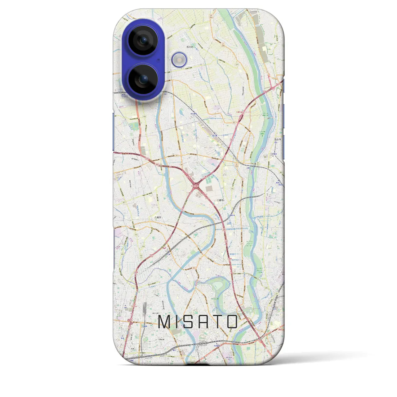 【三郷(埼玉県)】地図柄iPhoneケース(バックカバータイプ)ナチュラル・iPhone 16 Pro Max 用