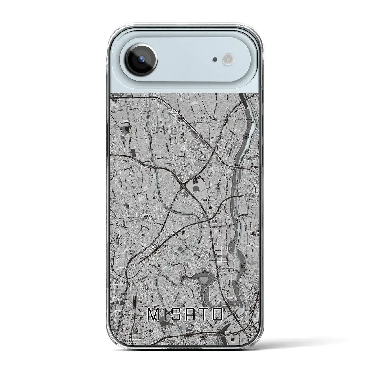 【三郷(埼玉県)】地図柄iPhoneケース(クリアタイプ)モノトーン・iPhone 17 Pro Max 用