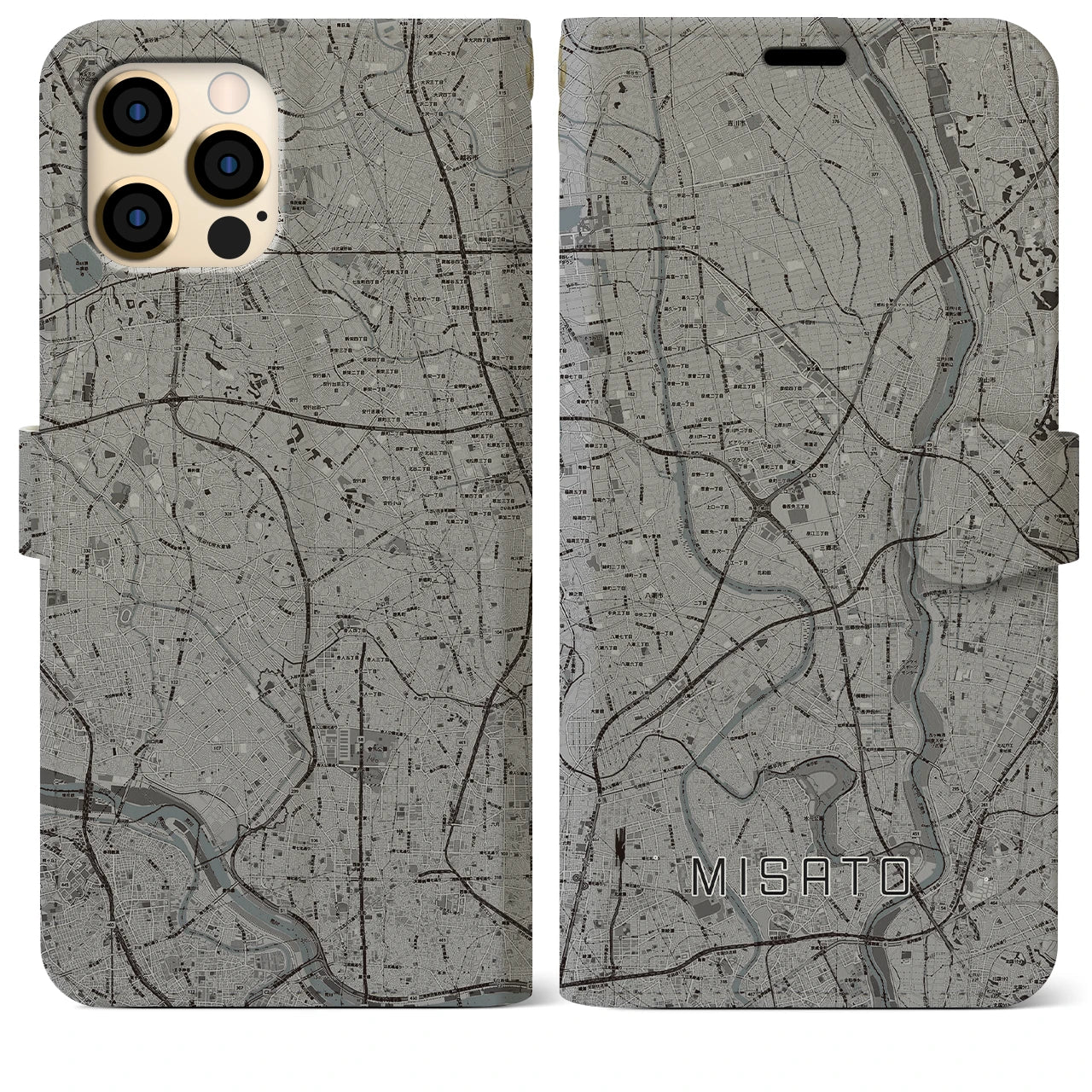 【三郷(埼玉県)】地図柄iPhoneケース(手帳タイプ)