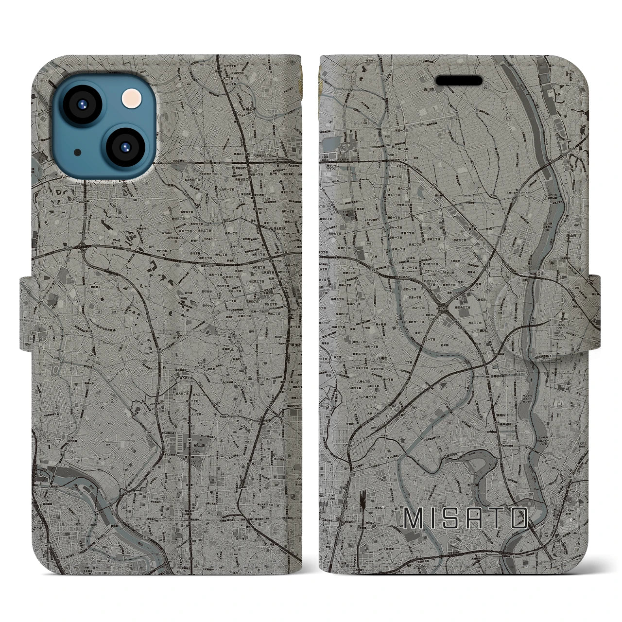 【三郷(埼玉県)】地図柄iPhoneケース(手帳タイプ)