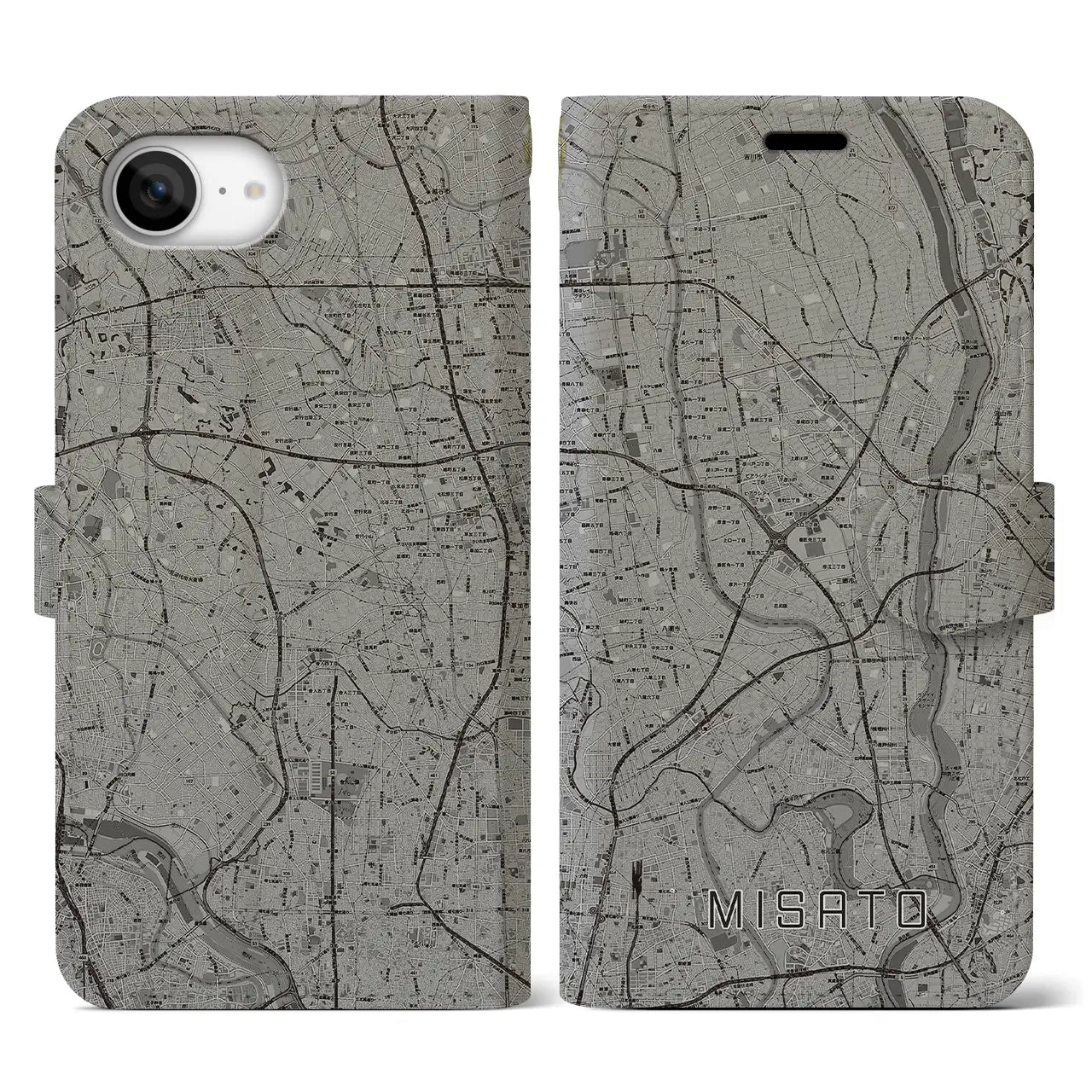 【三郷(埼玉県)】地図柄iPhoneケース(手帳タイプ)