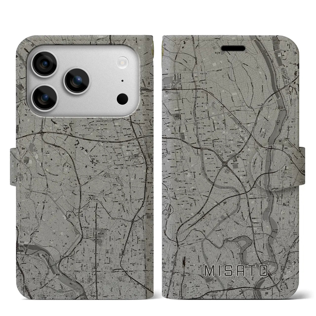 【三郷(埼玉県)】地図柄iPhoneケース(手帳タイプ)