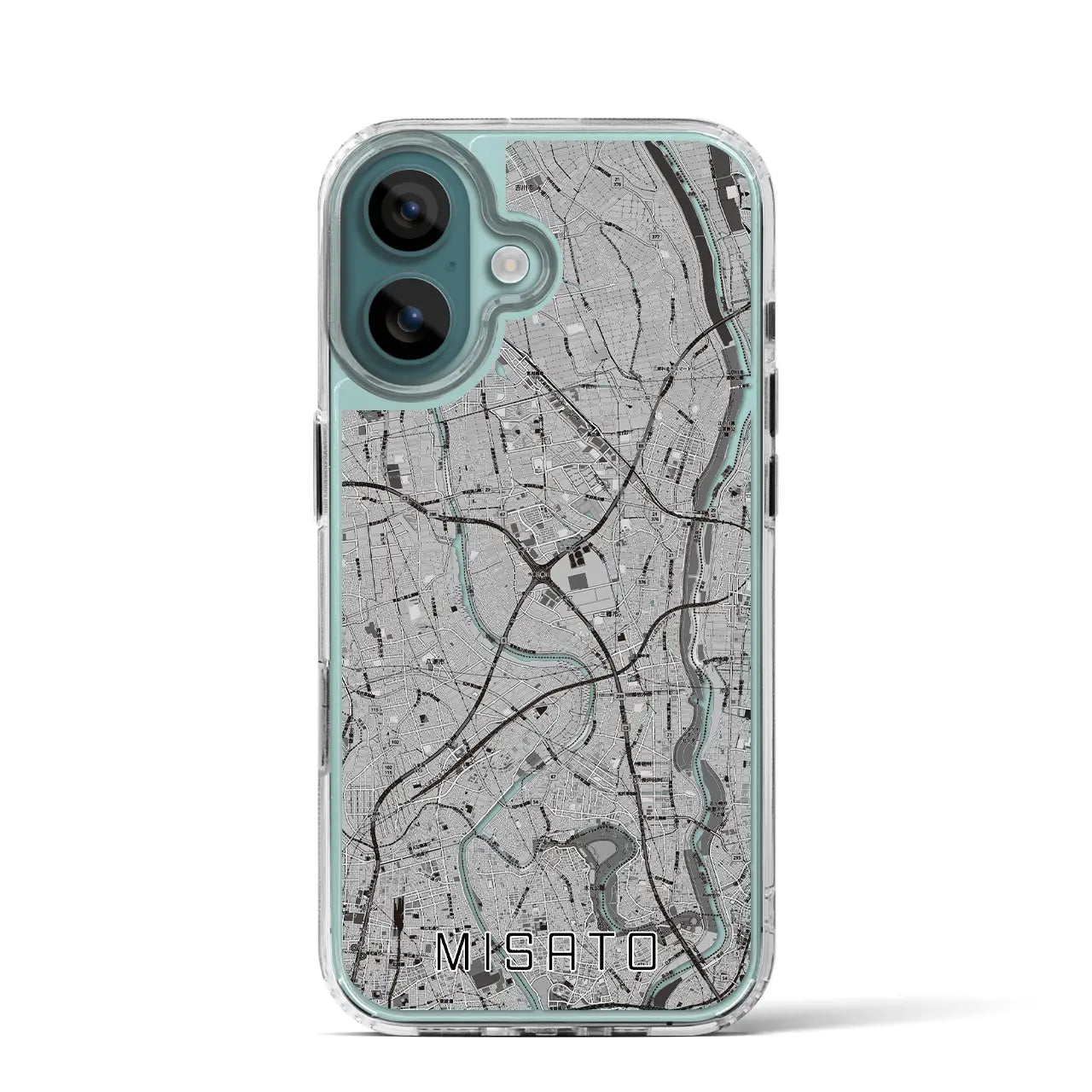 【三郷(埼玉県)】地図柄iPhoneケース(MagSafeタイプ)モノトーン・iPhone 16 Pro 用