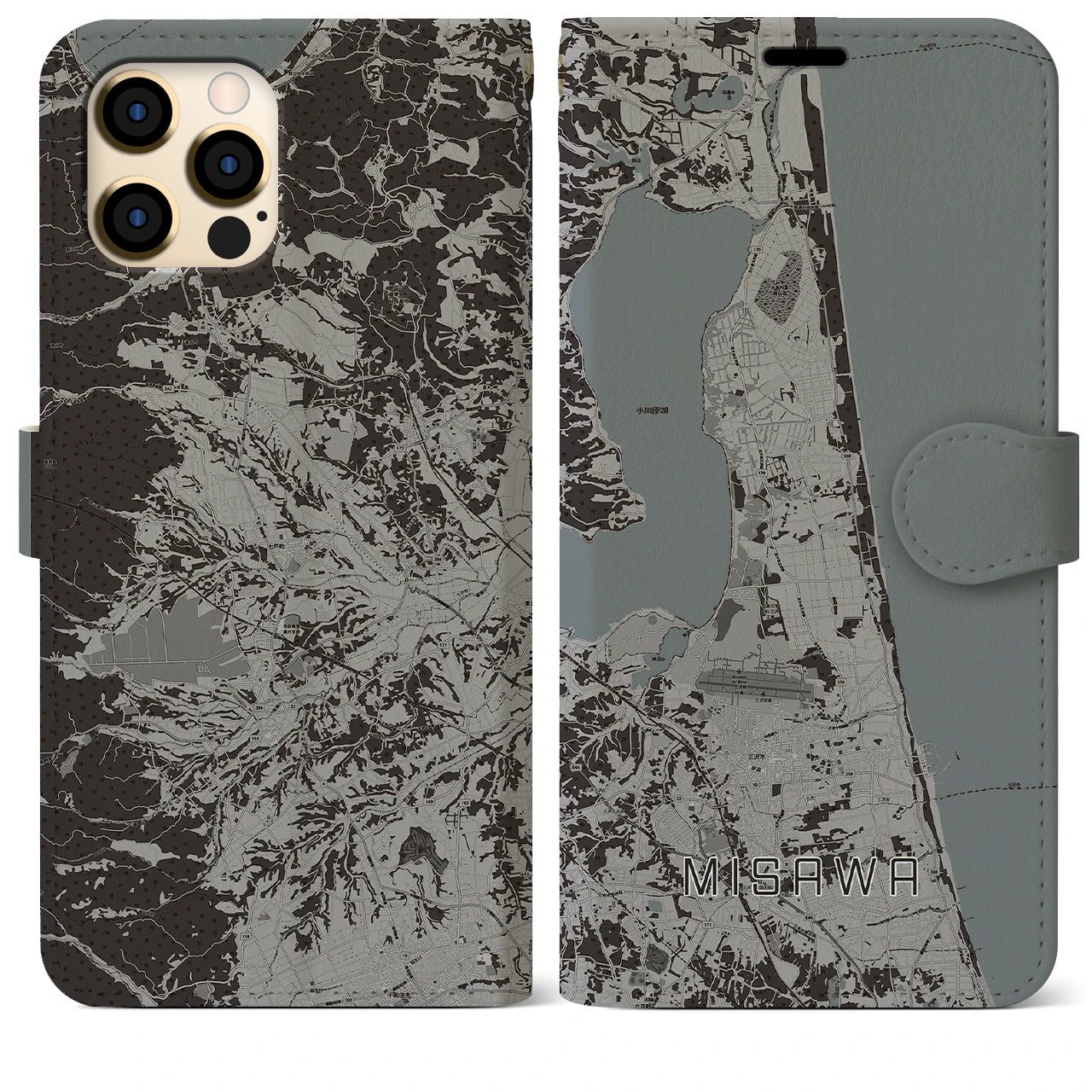 【三沢(青森県)】地図柄iPhoneケース(手帳タイプ)